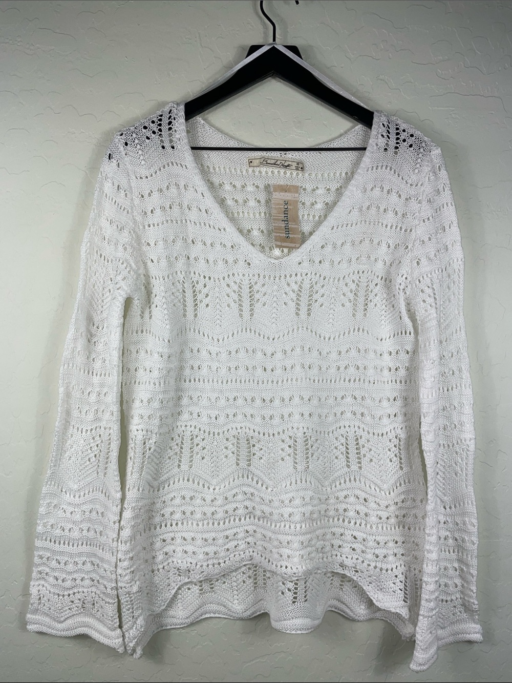 Sanctuary White Crochet V-Neck Sweater